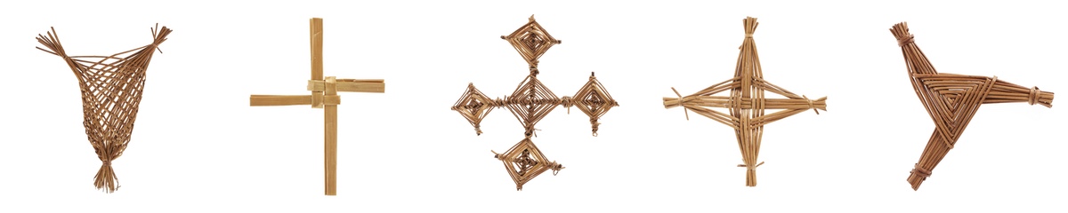 Five different St Brigid crosses